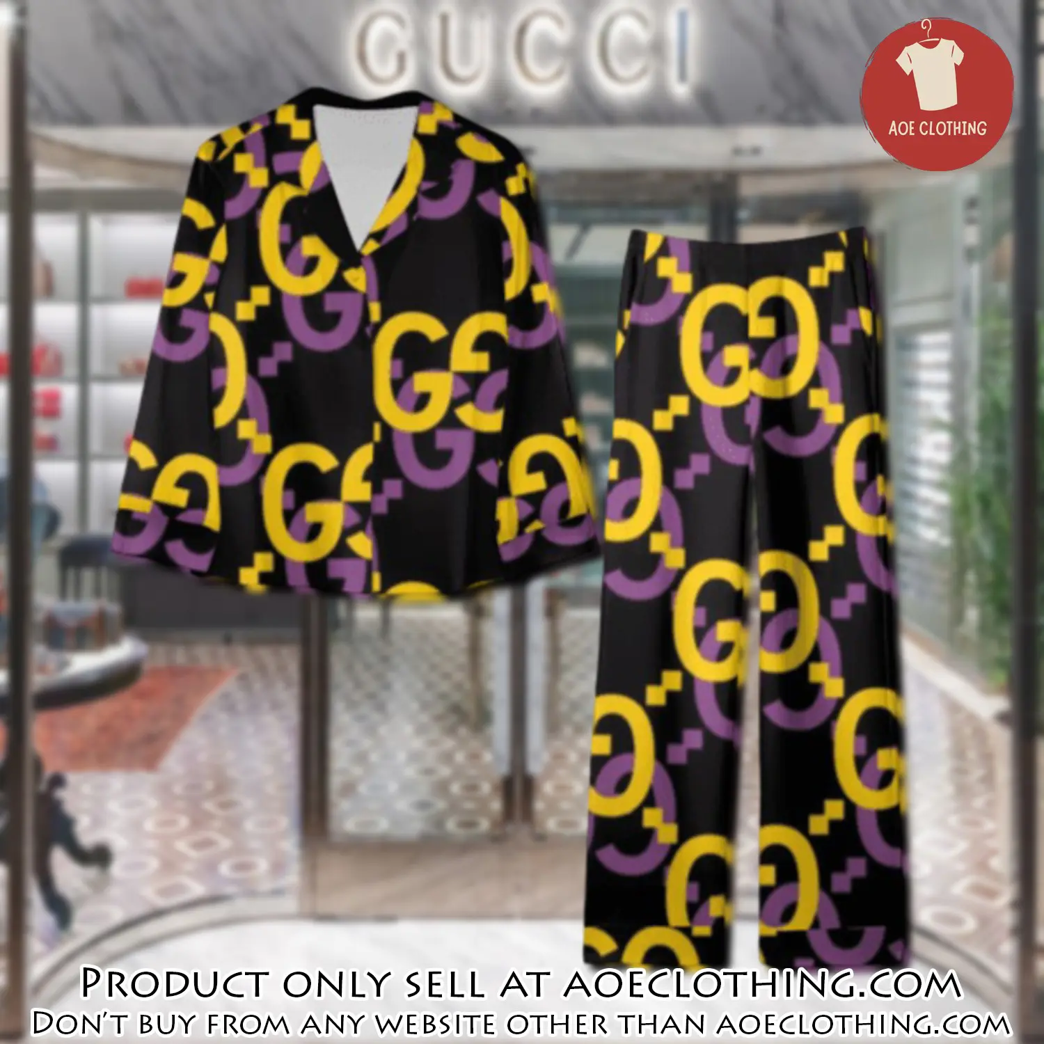 Trending luxury gc satin pajama set pjs1058 aoe2602200